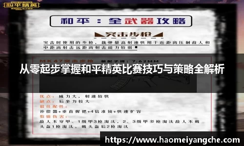 从零起步掌握和平精英比赛技巧与策略全解析