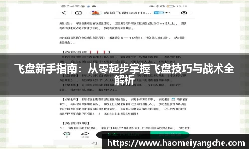 飞盘新手指南：从零起步掌握飞盘技巧与战术全解析
